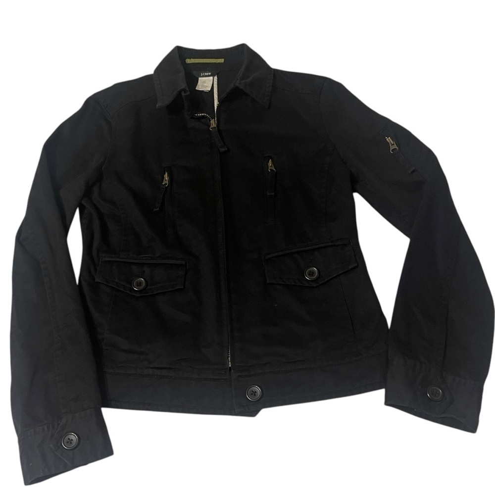 J. Crew Vintage Chino Crop Utility Jacket in Black Women's Small‎